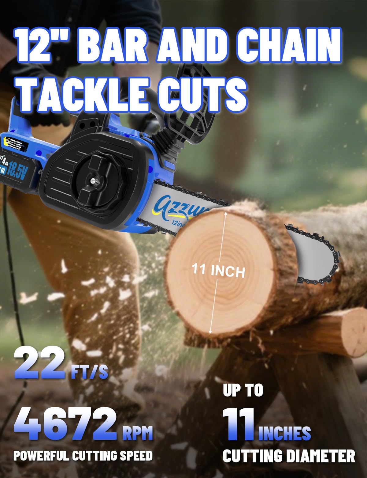 AZZUNO 12 Inch Electric Chainsaw Cordless