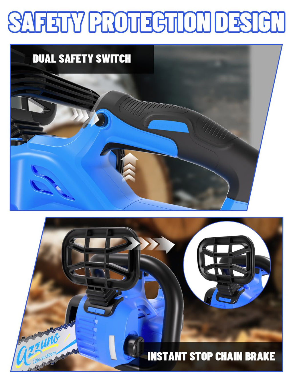 AZZUNO 12 Inch Electric Chainsaw Cordless