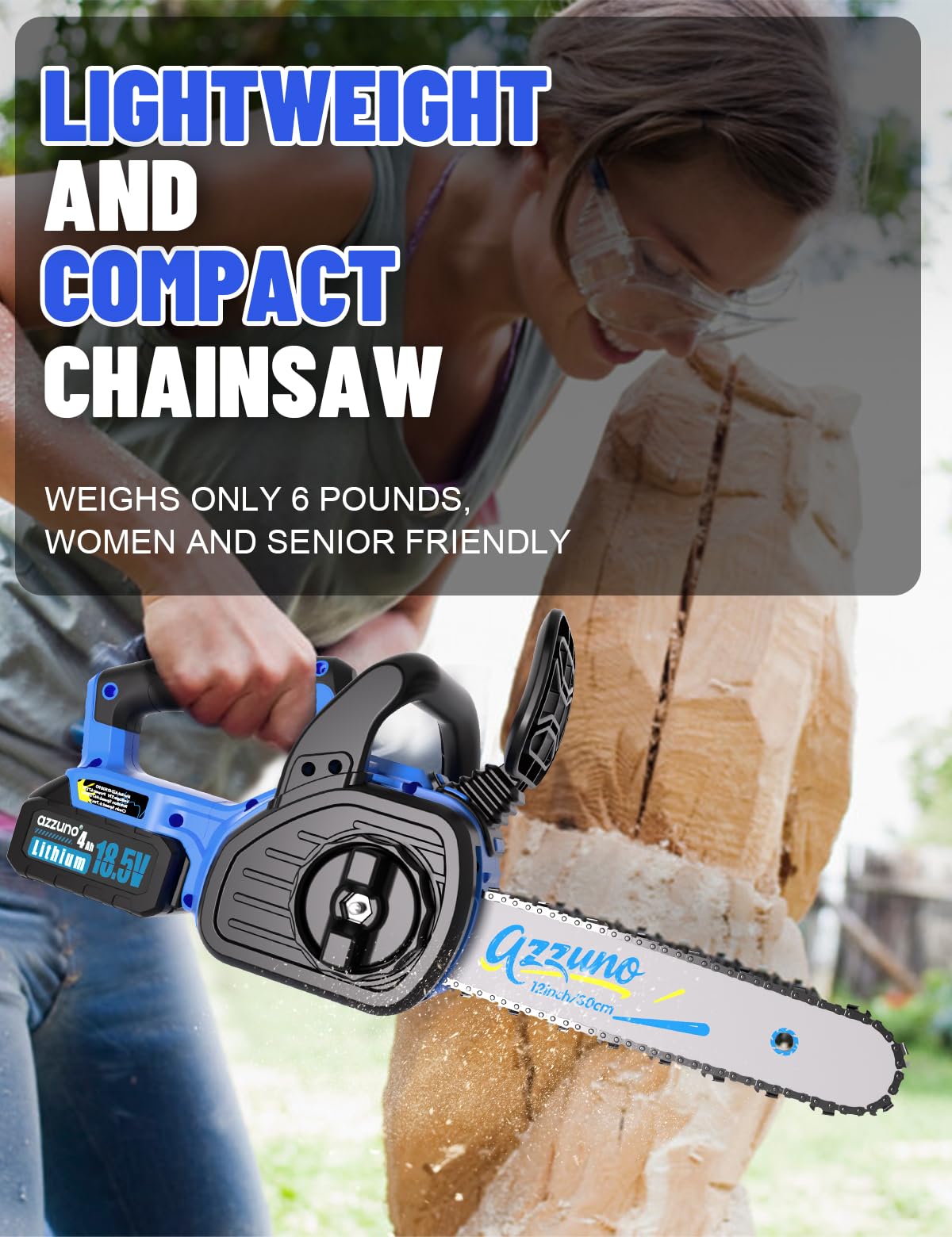 AZZUNO 12 Inch Electric Chainsaw Cordless