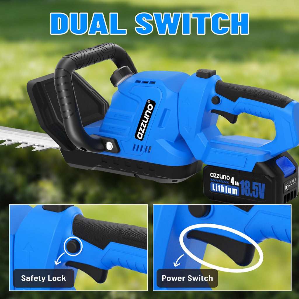 AZZUNO 20 Inch Cordless Hedge Trimmer, 21V Max 4Ah
