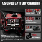 12V/24V Car Battery Charger & Engine Starter Up to 30A Fast Charging, 130A Cranking Amps
