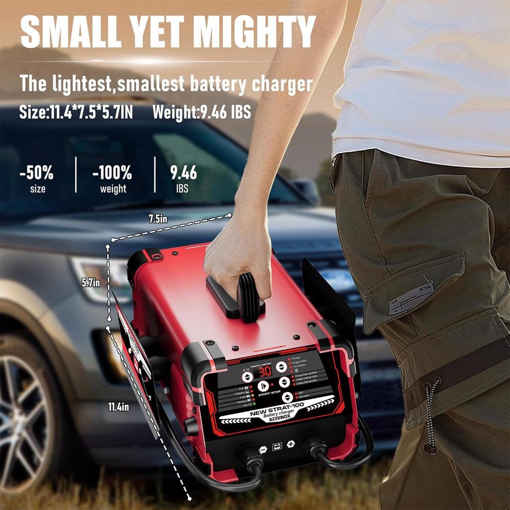 12V/24V Car Battery Charger & Engine Starter Up to 30A Fast Charging, 130A Cranking Amps