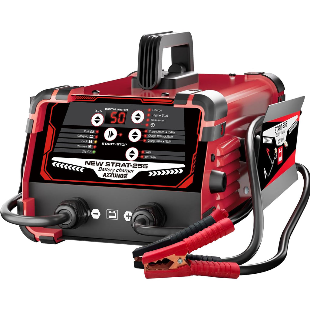 12V 24V Car Battery Charger Engine Starter Up to 50A Fast Charging, 250A Cranking Amps