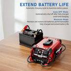 12V 24V Car Battery Charger Engine Starter Up to 50A Fast Charging, 250A Cranking Amps