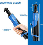 Azzuno 3/8" Cordless Electric Ratchet Wrench Set with 2 Batteries