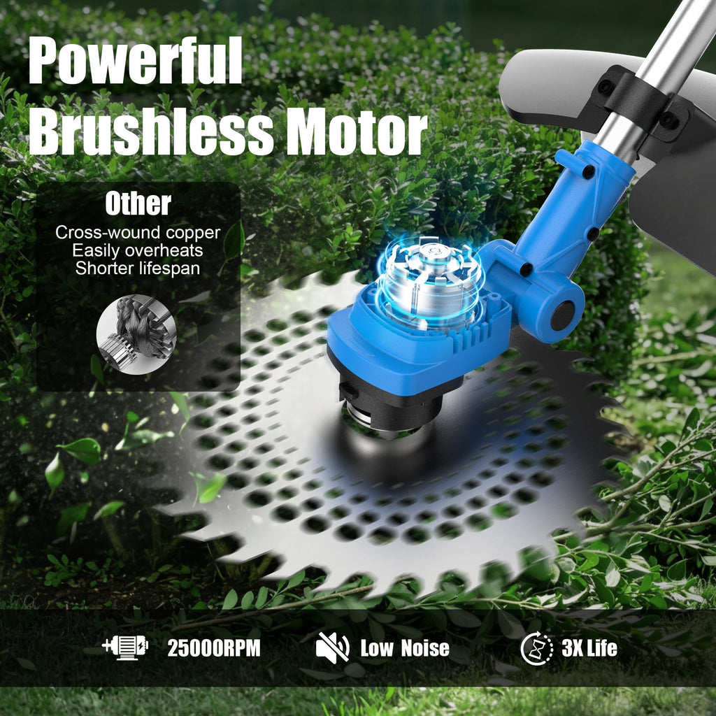 AZZUNO 21V Brushless Weed Wacker, 12" Cordless Trimmer