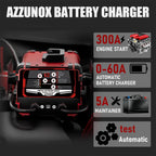 12V 24V Car Battery Charger & Engine Starter, 0-60A Automatic Battery Maintainer, 300 Cranking Amps