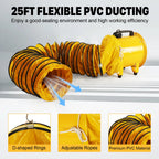 12 Inch Utility Blower Fan with 16 Ft Flexible Duct Hose