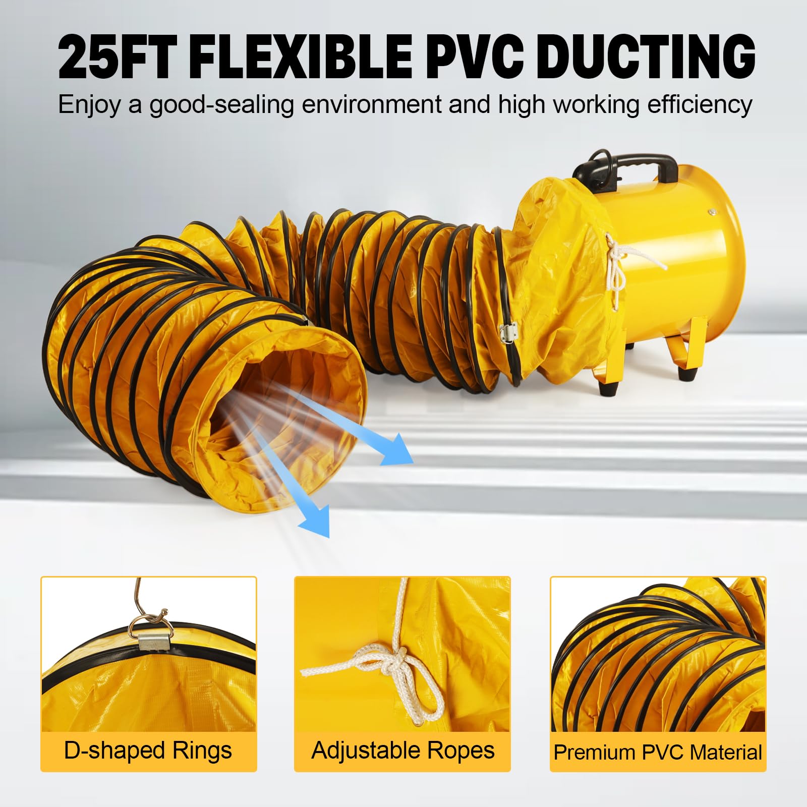 12 Inch Utility Blower Fan with 16 Ft Flexible Duct Hose