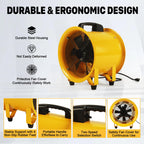 12 Inch Utility Blower Fan with 16 Ft Flexible Duct Hose