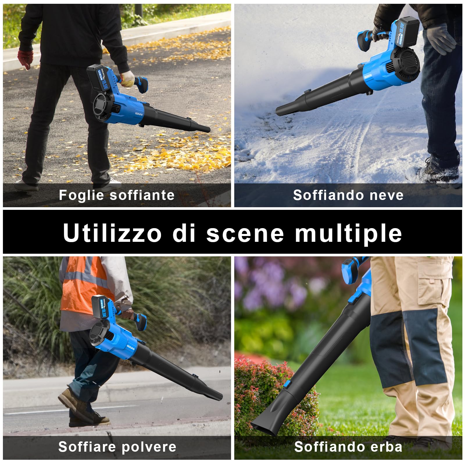 AZZUNO Cordless Brushless Leaf Blower with 2 x 4.0Ah Battery and Charger